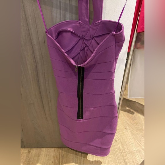 Topshop Petite US Size 2 Purple Bodycon Halter Dress Exposed Back Zipper - Picture 10 of 10